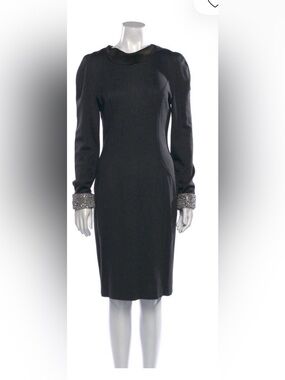 Escada Black Long-Sleeve Dress with Embellished Cuffs
